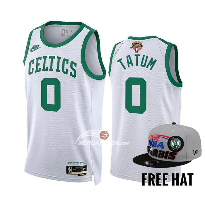 Maglia Boston Celtics Jayson Tatum NO 0 75th Anniversary 2022 NBA Finals Bianco
